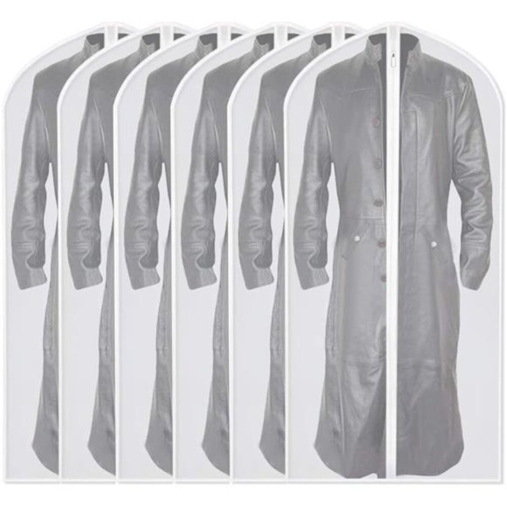 New Garment Covers 24''X54'' Lightweight White PEVA Breathable Bags (Pack of 6)
